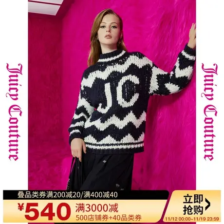 Juicy Couture橘滋秋女2023年新款冰岛天空logo大提花粗针仿毛衣图片