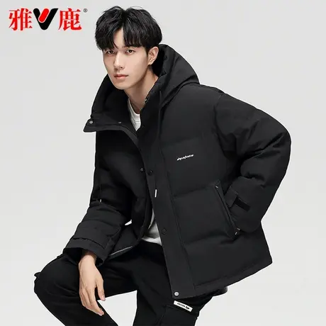 雅鹿羽绒服男士短款2023新款连帽青少年时尚保暖休闲冬季潮牌外套商品大图