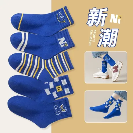 儿童袜子男童中筒袜女童小孩男孩ins潮可爱卡通刺绣2022秋冬新款图片
