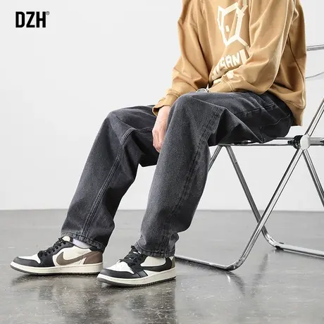 男士牛仔裤秋季新款裤子男高街vibe黑灰色运动休闲裤宽松直筒长裤商品大图