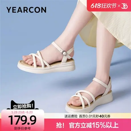 意尔康休闲平底凉鞋女2025夏季新款外穿时尚软底防滑沙滩罗马凉鞋图片