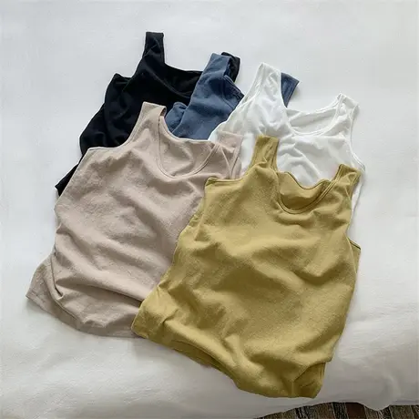 棉麻背心女夏季韩版打底内搭外穿V领无袖t恤上衣宽松显瘦纯色吊带图片