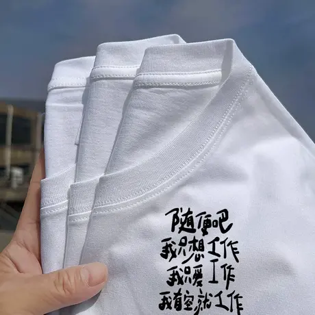 秀洛随便吧我只想工作夏季纯棉短袖T恤男女打工人白领上班上衣服商品大图