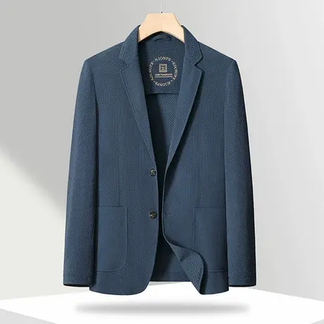 夏季中青年百搭薄款冰丝防晒西服商务休闲小西装男士单西外套上衣图片