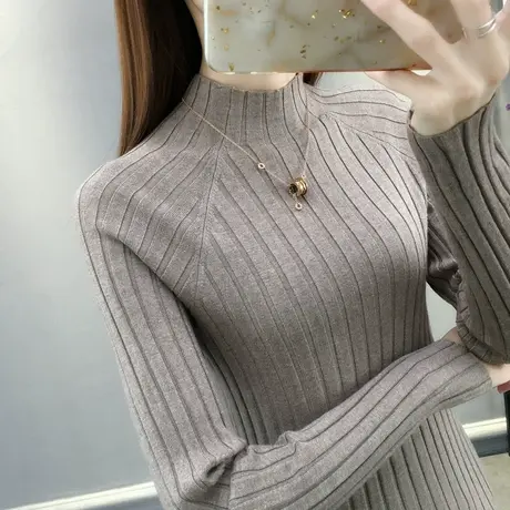 秋冬2023年新款内搭打底衫加厚半高领女士毛衣女修身打底纯色洋气商品大图