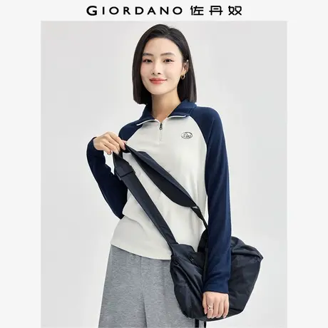 佐丹奴Polo女装刺绣撞色立领插肩袖针织长袖POLO 05314787图片
