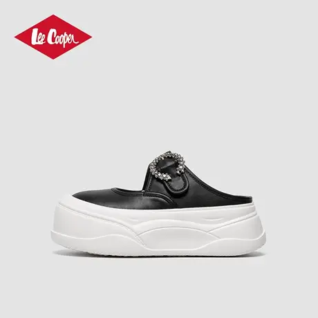 Lee Cooper25夏季新款凉鞋女厚底增高水钻松糕鞋一脚蹬包头半拖鞋图片