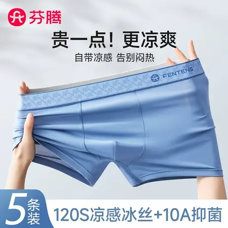 芬腾男士冰丝内裤男生2025新款平角裤夏季薄款抗菌男款四角短裤头商品大图