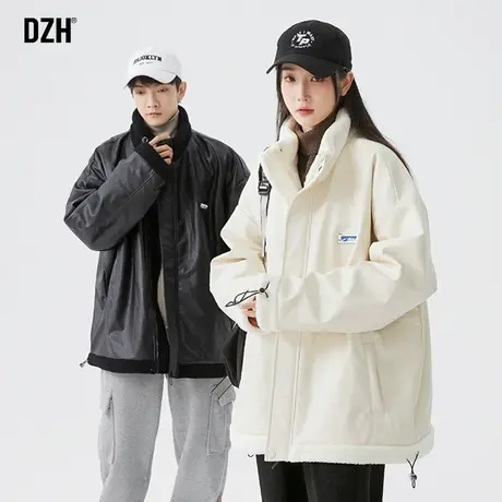 情侣冬装外套潮牌pu皮棉服男韩版潮流冬季2023新款棉衣加绒加厚商品大图