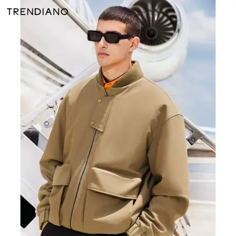 TRENDIANO官方男装秋季立体口袋飞行员夹克棉服外套男士时尚棉衣图片