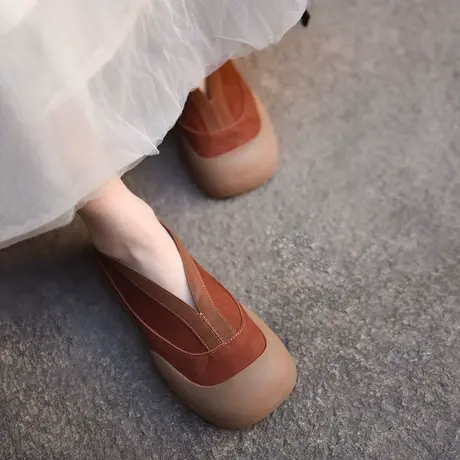 Artmu阿木原创复古真皮休闲鞋一脚蹬女鞋乐福鞋单鞋2023春秋新款商品大图