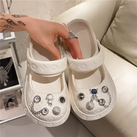 太空人包头半拖鞋女夏外穿2023新款厚底软底防滑孕妇沙滩凉鞋两穿商品大图