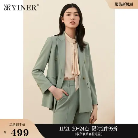 YINER音儿女装秋季时尚通勤OL风醋酸西装短外套商品大图