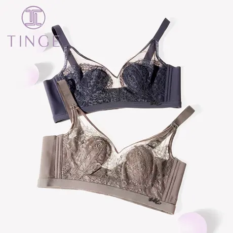 TINGE性感蕾丝调整型兔儿杯文胸无钢圈内衣女收副乳胸罩大胸显小商品大图