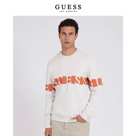 【38上新季】GUESS 纯棉新中式oversize百搭复古印花字母圆领卫衣商品大图