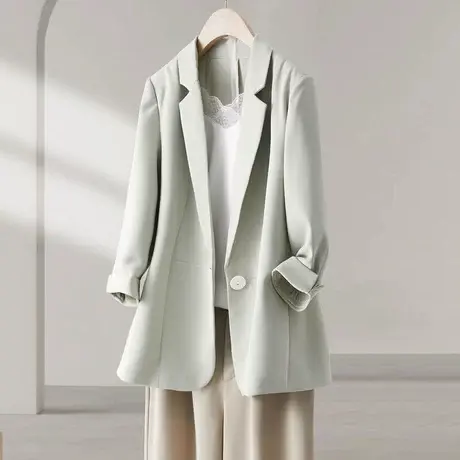 时尚气质修身西装外套2023年夏季新款淑女温柔宽松显瘦上班族上衣图片