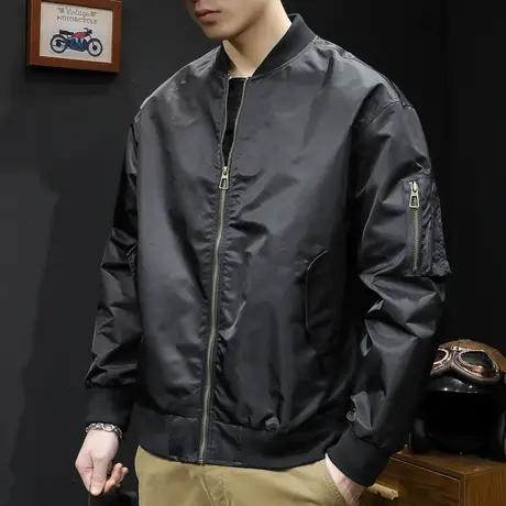 飞行员夹克外套男2023新款春秋亮面拉链男士休闲上衣棒球领秋季潮图片
