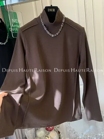 美拉德半高领加绒棉T恤打底衫今年流行上衣女内搭2023年冬装新款商品大图