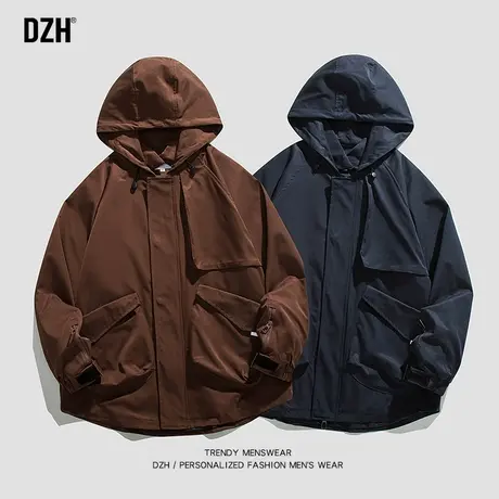 男士工装连帽外套男潮流百搭vintage美式夹克2023新款情侣冲锋衣商品大图