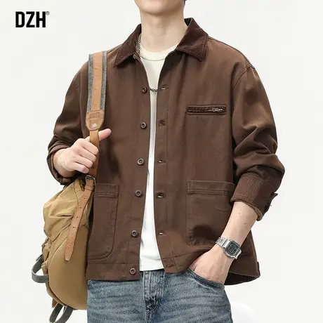 男士美式复古重磅工装外套男春秋款2024新款猎装休闲教练夹克男款商品大图