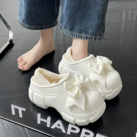 网红厚底增高棉鞋女2023年秋冬新款居家室内保暖加绒踩屎感毛毛鞋商品大图