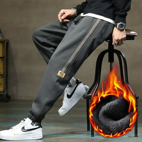 冬季男生加厚保暖束脚加绒裤秋冬款男装防风防寒休闲裤子2024新款商品大图