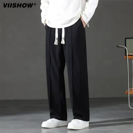 VIISHOW休闲裤子男士潮牌宽松直筒垂感冬款学生阔腿男款运动长裤商品大图