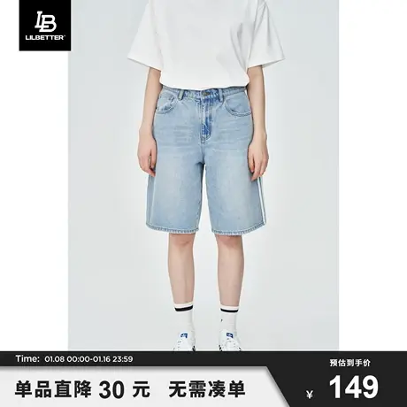 Lilbetter牛仔短裤男士新款宽松直筒中裤潮牌百搭休闲五分裤子LB图片