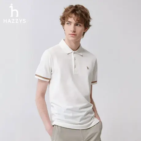 Hazzys哈吉斯奥莱24春夏新款男士上衣休闲撞色POLO衫翻领T恤男潮图片