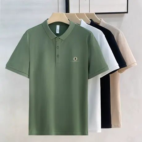 男士2024夏季新款潮流修身休闲时尚翻领短袖t恤POLO衫印花半袖棉t商品大图