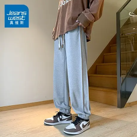 KZ真维斯秋冬季灰色运动卫裤男士束脚收口小脚男裤子休闲2023新款商品大图