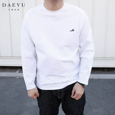 大依无忧春新款棉感日系大号潮胖子加肥加大码男款圆领长袖T恤商品大图