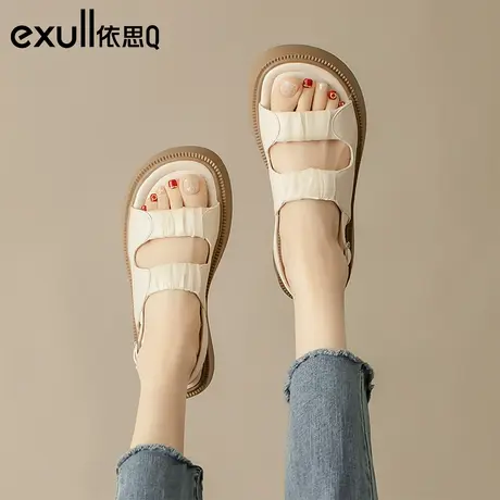 依思q运动凉鞋女款2023秋季新款踩屎感厚底松糕女士休闲沙滩女鞋商品大图