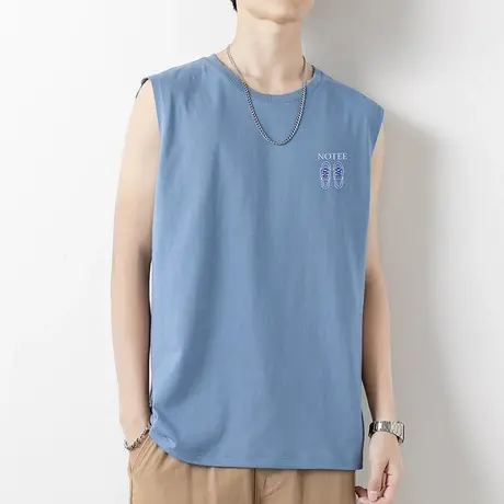 纯棉背心男潮夏季外穿跨栏健身运动坎肩全棉宽肩无袖t恤篮球汗衫商品大图