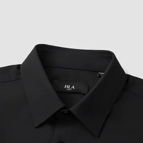 HLA/海澜之家先锋系列长袖衬衫2023秋冬新款纯色弹力字母刺绣衬衣商品大图