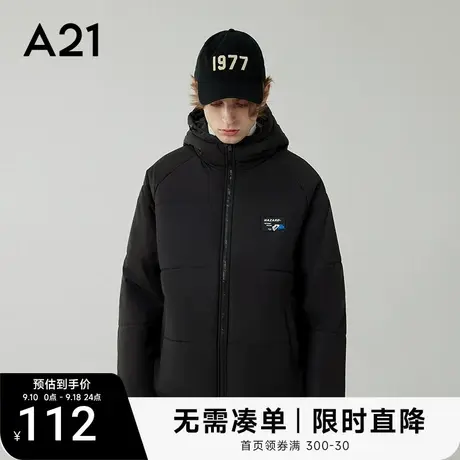 A21男装韩版连帽面包服 秋秋冬新款情侣装棉衣男款棉服外套厚商品大图