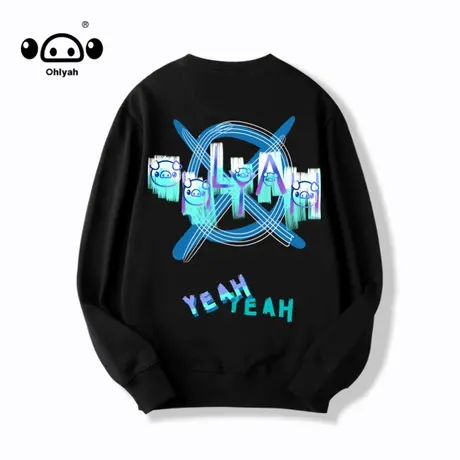 2023春季新品中性风女小猪创意简约国潮牌印花圆领宽松卫衣女班服图片