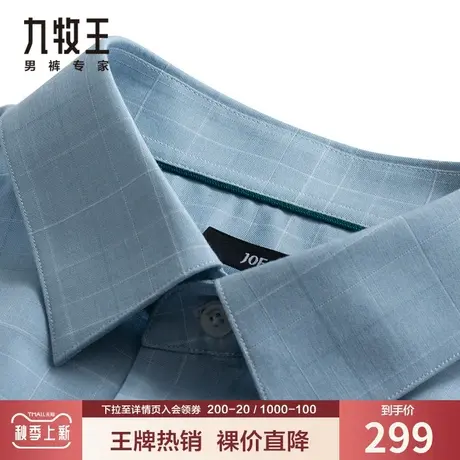 九牧王男装长袖衬衫中青年夏季新款柔软亲肤商务正装细格纹衬衣男图片