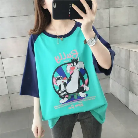 女装2023年新款秋季秋装纯棉短袖T恤宽松上衣服设计感打底衫爆款商品大图