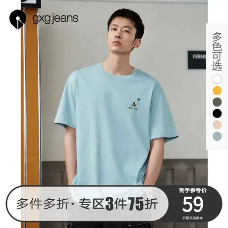 清仓gxg jeans男装夏季多色T恤男卡通小蜜蜂印花情侣圆领短袖T恤图片