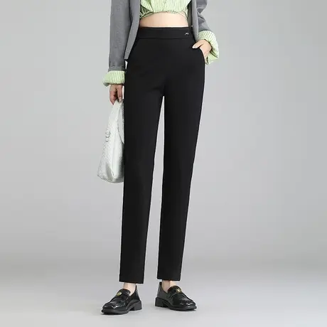黑色烟管裤小西裤女秋季2023新款显瘦气质直筒小脚裤通勤休闲裤子商品大图
