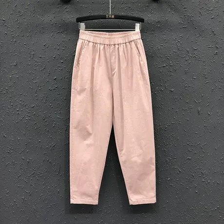 松紧腰休闲简约百搭长裤女2023夏季新品宽松显瘦牛仔哈伦裤老爹裤商品大图