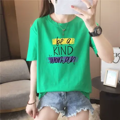 2023百搭印花短袖圆领T恤女夏季新款宽松大码显瘦半袖体恤上衣潮商品大图