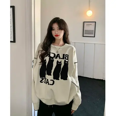 oversize毛衣女秋冬套头宽松小个子高级感上衣日系复古慵懒风外套商品大图