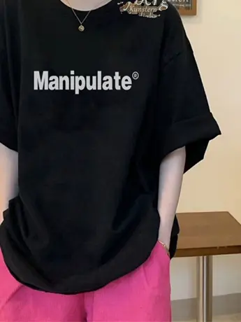 黑色T恤女2023新款oversize五分宽松圆领打底衫内搭短袖半袖上衣商品大图