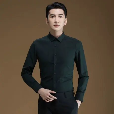 高端轻奢暗纹印花衬衫男士长袖修身设计高级感衬衣秋季潮流免烫图片