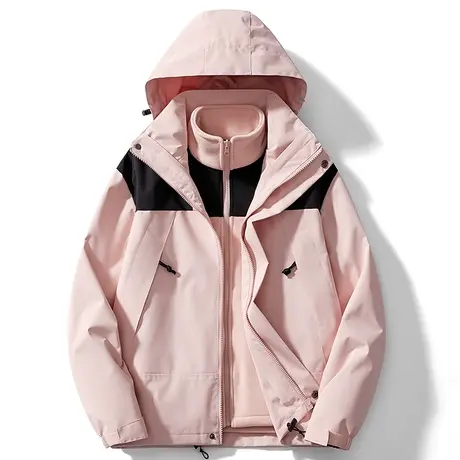 美式山系冲锋衣三合一两件套男女同款可拆卸加厚加绒登山服防风潮商品大图