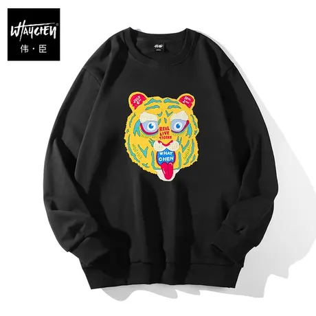 伟臣2022春季新品大码男士卫衣外套男胖子加肥加大宽松纯棉圆领潮商品大图