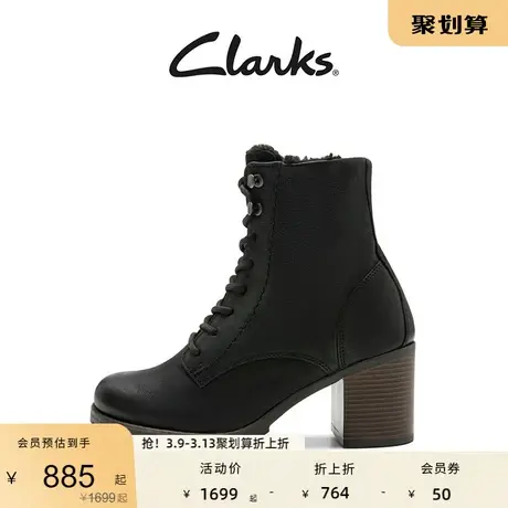 Clarks其乐女鞋马丁靴女冬季英伦高跟保暖靴雪地靴高帮女靴图片