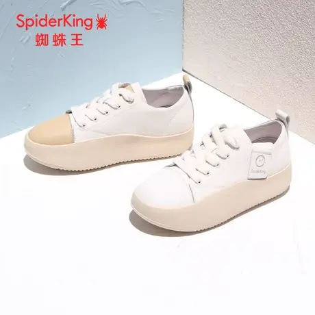 SPIDER KING/蜘蛛王小白鞋女真皮2023秋商场新款休闲面包鞋女厚底图片